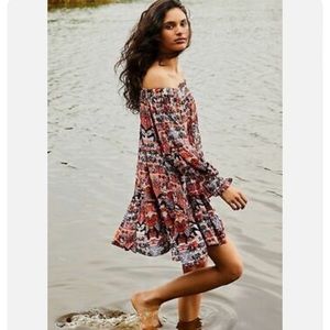 Free People See Ya There Mini Dress- pink combo- XS